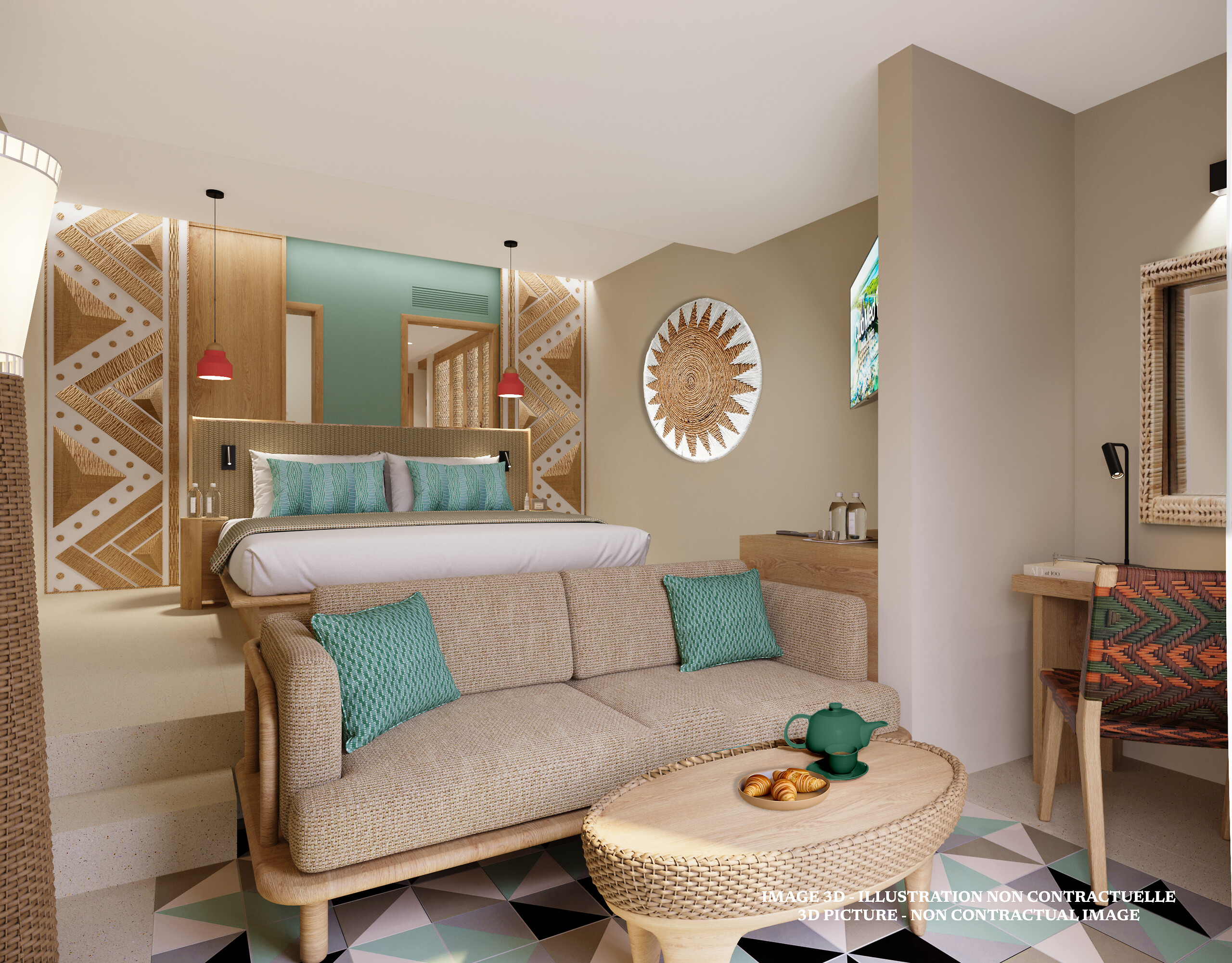 Vue 3D officielle d’une chambre rénovée du Club Med Cancún